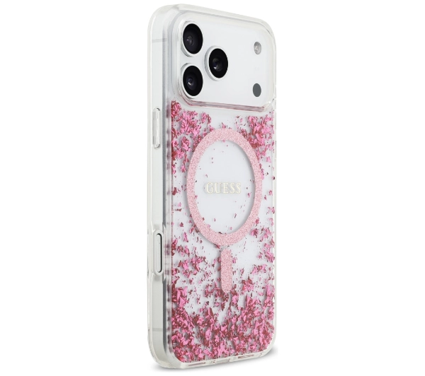 Guess Resin Bottom Glitter MagSafe do iPhone 17 Pro Max różowy