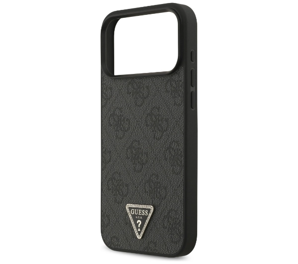 Guess Leather 4G Triangle Strass MagSafe do iPhone 17 Pro Max czarny