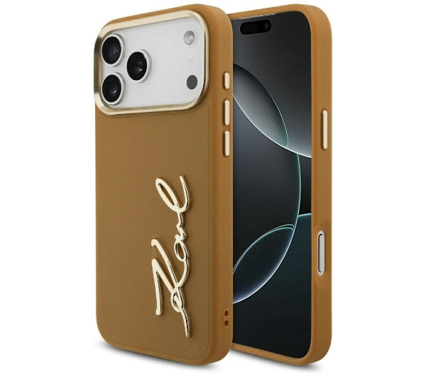 Karl Lagerfeld Karl Script Logo do iPhone 17 Pro Max Brązowy