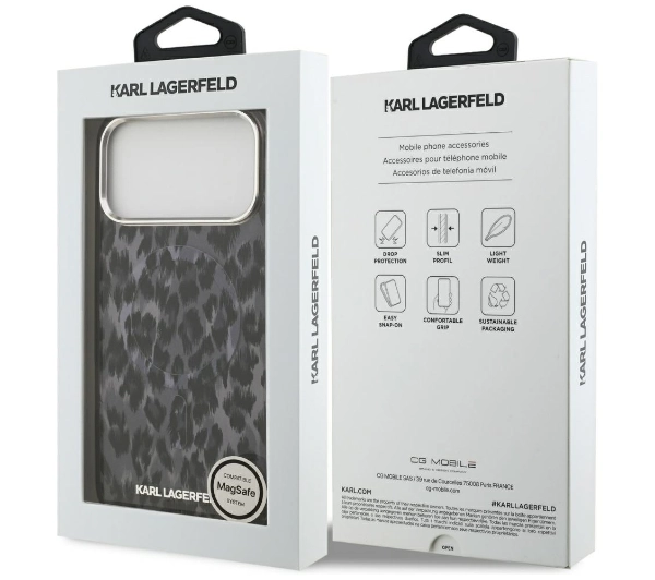 Karl Lagerfeld IML Leopard Pattern MagSafe do iPhone 17 Pro Max Czarny