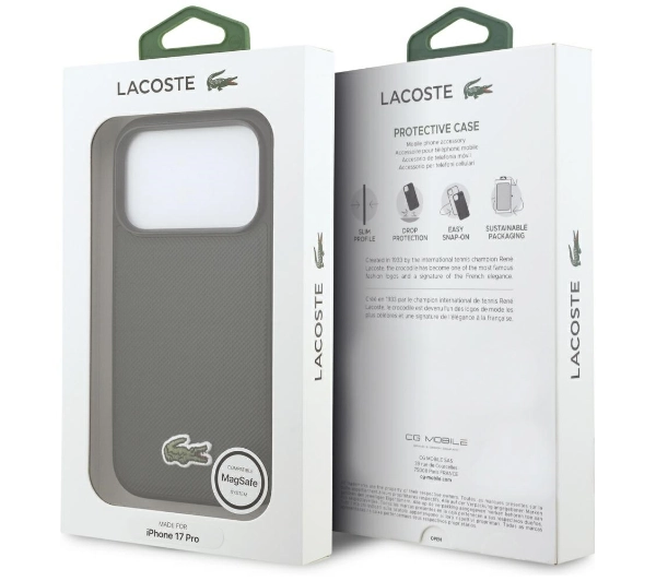 Lacoste Iconic Petit Pique Woven Logo MagSafe do iPhone 17 Pro sinople