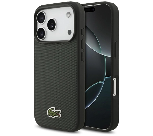 Lacoste Iconic Petit Pique Woven Logo MagSafe do iPhone 17 Pro sinople