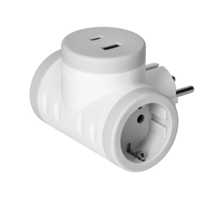 Orno OR-AE-13281(GS)/G (Schuko) z ładowarką 2xUSB, 2 gnaizda Biało-szary