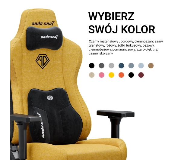 Anda Seat Kaiser 3E XL Gamingowy do 150kg Tkanina Żółty - Kup na Raty - RRSO 0%