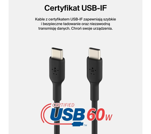 Belkin BoostCharge USB-C do USB-C 60W 1m Czarny