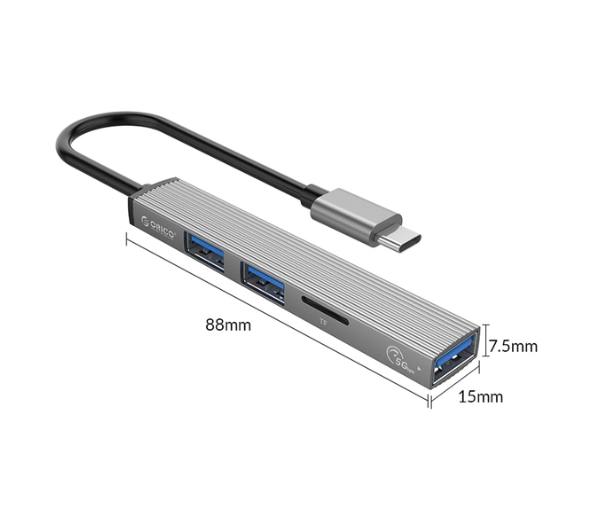 Orico AH-12F-GY-BP USB-C 3xUSB-A Szary
