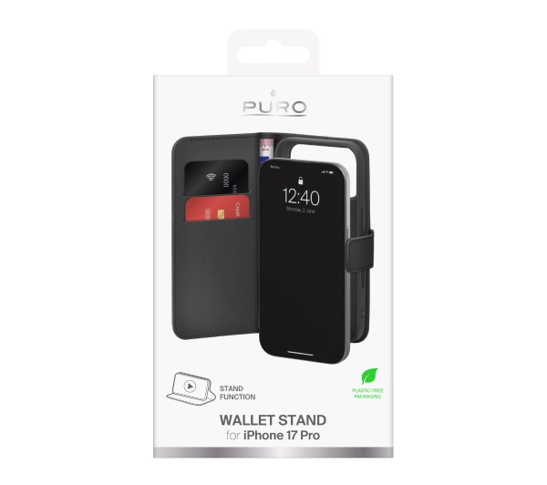 Puro Wallet Stand do iPhone 17 Pro Czarny
