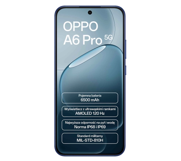 OPPO A6 Pro 5G 8/256GB 6,57" 120Hz 50Mpix Niebieski - ⚡ BESTSELLERY ⚡ - Kup na Raty - RRSO 0%