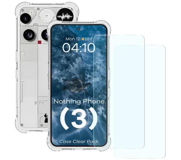 Bizon elastyczne etui Salpa + 2x szkło hartowane Clear Pack do Nothing Phone (3)