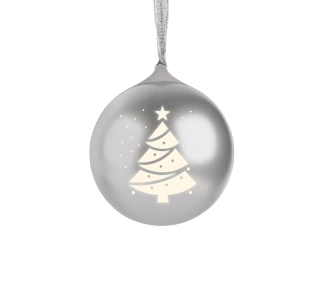 BigBen XMASBALLSILV Świecąca bombka świąteczna Srebrna