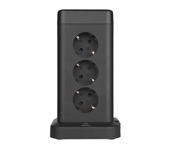 Huslog HUS1051 POWERTOWER 12 gniazd 1,8m Czarny