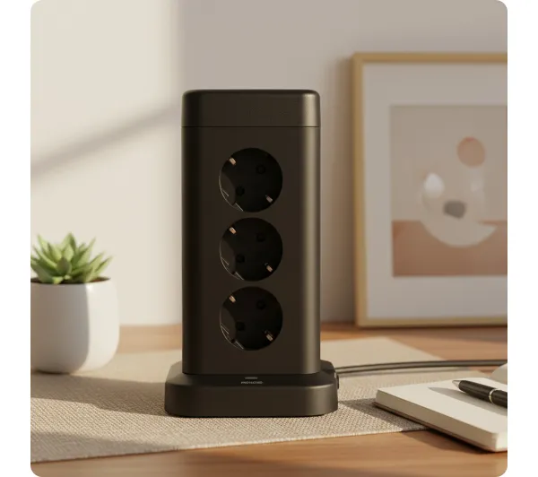 Huslog HUS1051 POWERTOWER 12 gniazd 1,8m Czarny