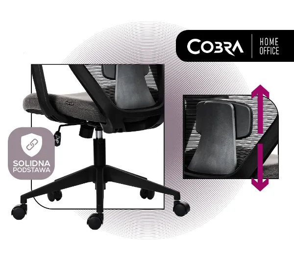 Cobra Office One HF307GY Biurowy do 150kg Tkanina Szary - Kup na Raty - RRSO 0%