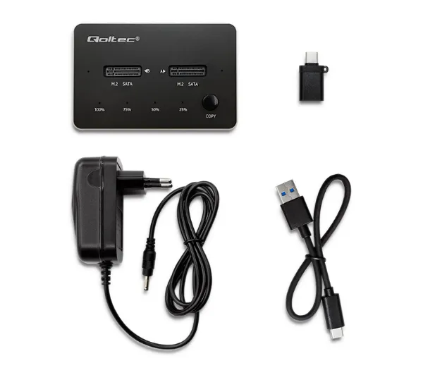 Qoltec 50310 do Dysków 2x SSD M.2 SATA NGFF USB typ C Czarny
