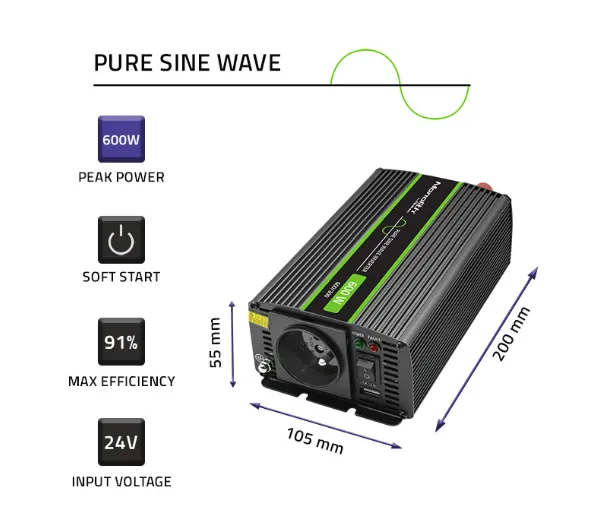 Qoltec Monolith 24/230V 300/600W Czarny