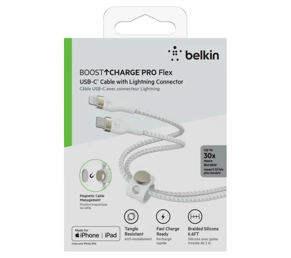 Belkin BoostCharge Pro Flex USB-C do Lightning 2 m Biały