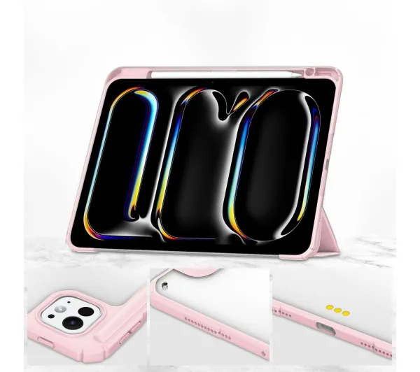 Bizon Case Tab Clear Matt z klapką do iPad Air 13 2025 / 2024 Różowy