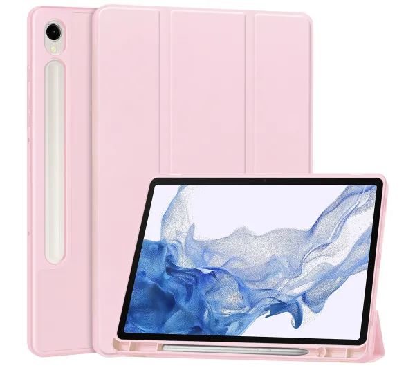 Bizon Case Tab Lizard z klapką do Samsung Galaxy Tab S9 Różowy