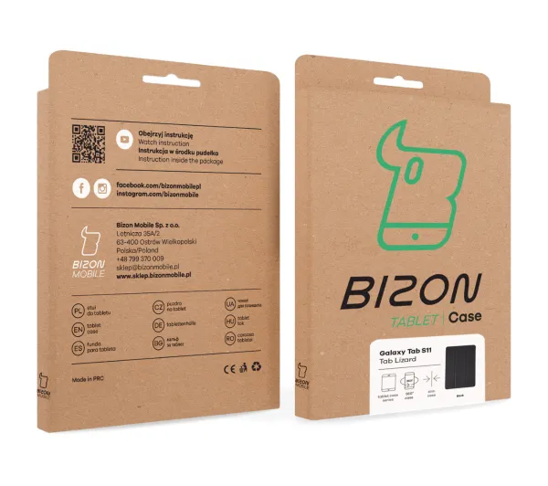 Bizon Case Tab Lizard z klapką do Samsung Galaxy Tab S11 Czarny