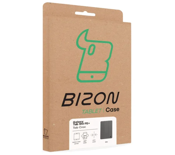 Bizon Case Tab Croc z klapką do Samsung Galaxy Tab S10 FE Plus Szary