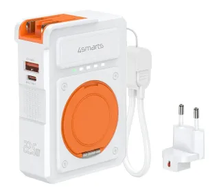 4smarts 6w1 10000mAh 22.5W Qi Wbudowany kabel USB-C Biały