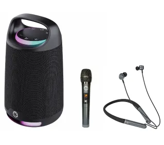 Manta SPK330B OTUS 120W Bluetooth Mikrofon Karaoke Czarny + Słuchawki MNH02 - ⚡ EURO HIT CENOWY! ⚡