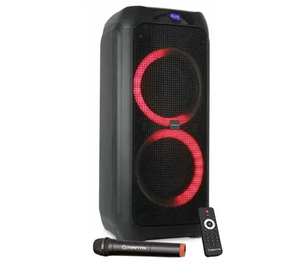 Manta SPK5310PRO 120W Bluetooth Radio FM Mikrofon Karaoke Czarny + Słuchawki MNH02 - ⚡ EURO HIT CENOWY! ⚡ - Kup na Raty - RRSO 0%