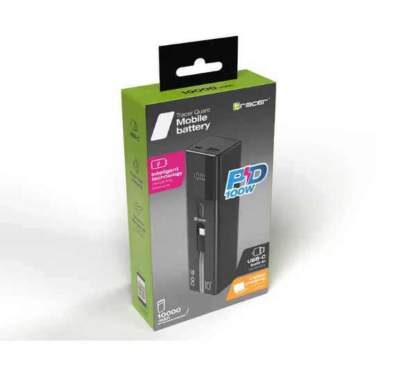Tracer Quant 10000mAh PD QC 100W Czarny