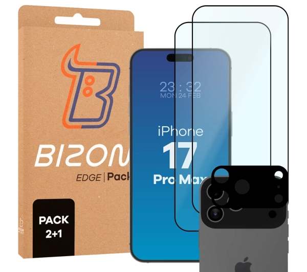 Bizon 2x Szkło + szybka na aparat Edge Pack do iPhone 17 Pro Max