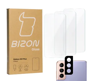 Bizon 3x Szkło hartowane + szybka na aparat Glass Clear Pack do Samsung Galaxy S21 Plus