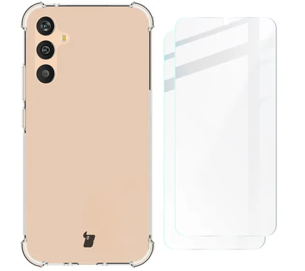 Bizon elastyczne etui + 2x szkło hartowane Clear Pack do Samsung Galaxy A34 5G Przezroczysty