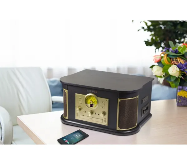 Technaxx Nostalgia TX-103 Półautomatyczny Napęd paskowy Bluetooth Odtwarzacz CD Magnetofon Brązowy - Kup na Raty - RRSO 0%