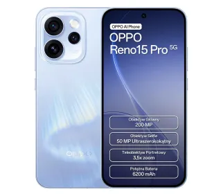 OPPO Reno15 Pro 5G 12/512GB 6,32" 120Hz 200Mpix Niebieski - Kup na Raty - RRSO 0%
