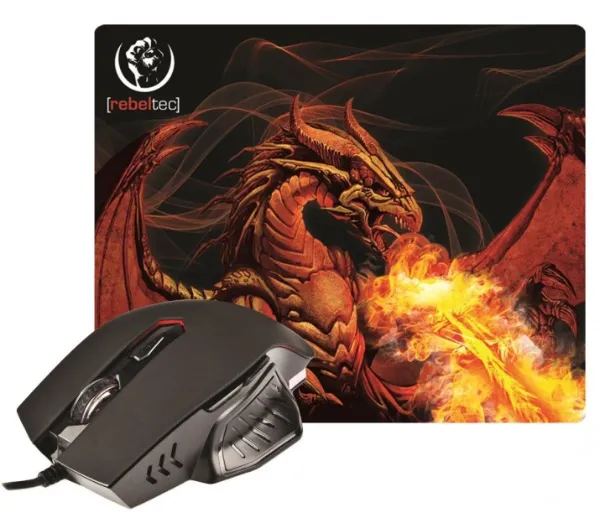 Rebeltec RED DRAGON Czarny  + Podkładka