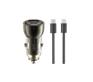 XO CC60 USB-A USB-C 60W Czarny + Kabel USB-C do USB-C