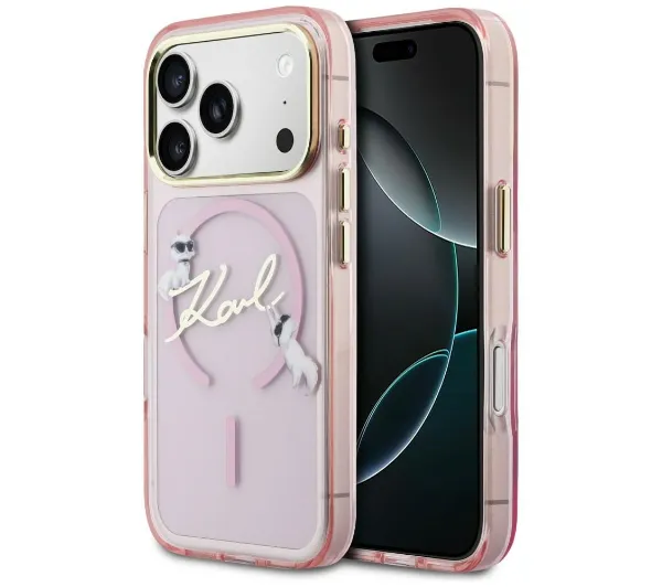 Karl Lagerfeld IML Choupettes Karl Script Logo MagSafe do iPhone 17 Pro Różowy