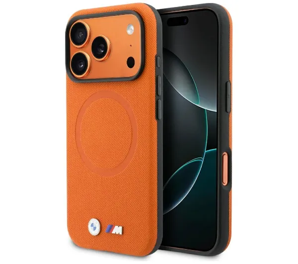 BMW M FW Logo Metal MagSafe do iPhone 17 Pro Max Pomarańczowy