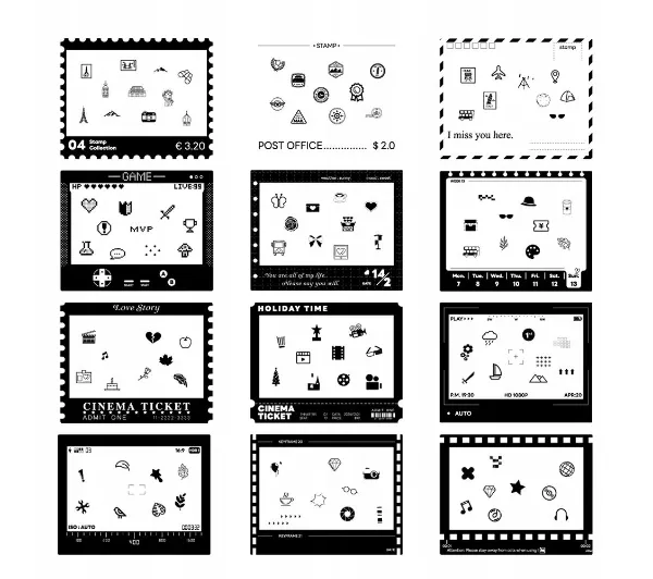 LoveInstant LI00492 Ramki Czarno-biały 12 sztuk