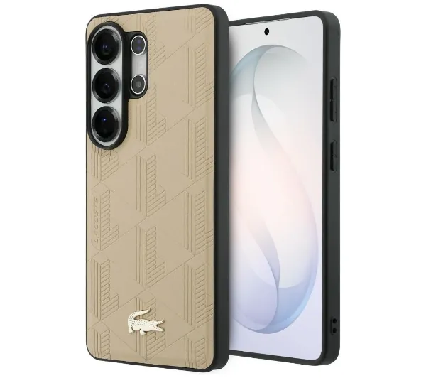Etui LACOSTE Nomograme Gold Logo MagSafe do Samsung Galaxy S26 Ultra Beżowy