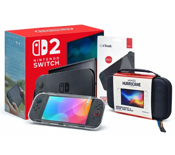 Nintendo Switch 2 Joy-Con Czarny + Etui Yaxo Pecos + Szkło Trust GXT 1254 + Etui Yaxo Hurricane