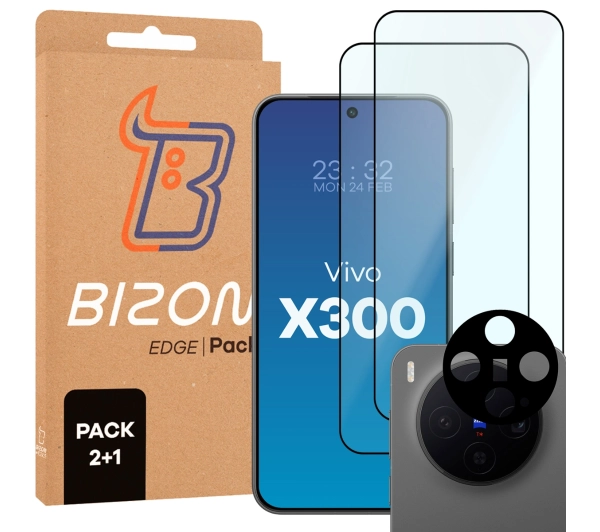 Bizon Szkło + szybka na aparat Glass Edge Pack do Vivo X300 2 sztuki