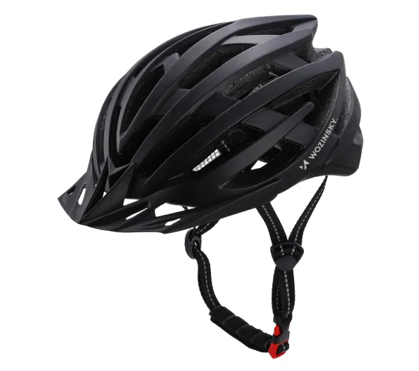 Kask rowerowy WOZINSKY HT-28VC Czarny MTB z lampką (rozmiar M)