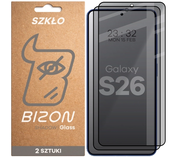 Bizon prywatyzujące z ramką Glass Edge Shadow Duo do Galaxy S26 2 sztuki
