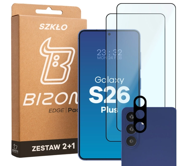 Bizon Szkło + szybka na aparat Glass Edge Pack do Galaxy S26 Plus 2 sztuki