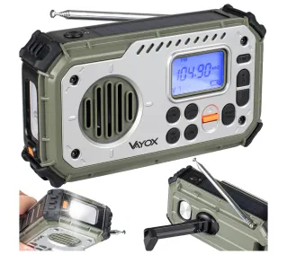 Vayox VA0440 Solarne Latarka Radio FM Bluetooth Zielony