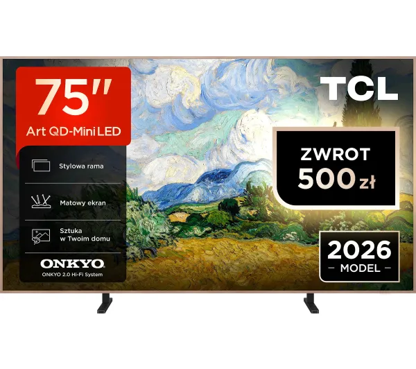 TCL NXTVision 75A400 Pro 75" QD-Mini LED 4K 144Hz Google TV Funkcje AI Dolby Vision Dolby Atmos DTS-X HDMI 2.1 DVB-T2