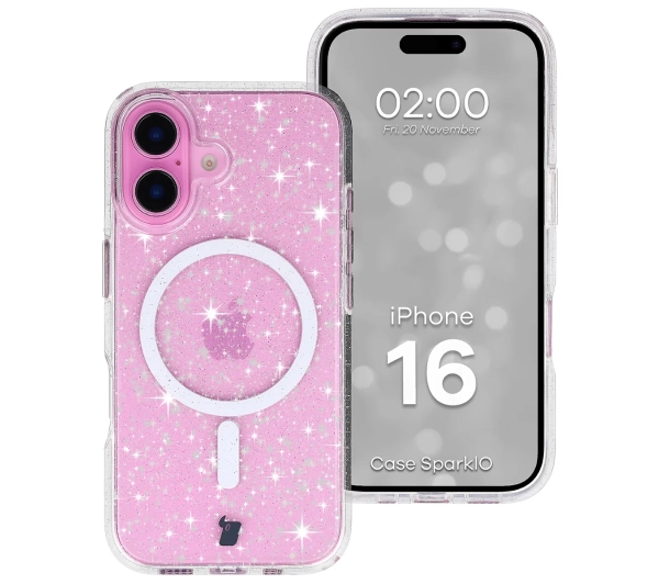 Bizon Case SparklO do iPhone 16 Przezroczyste z Brokatem