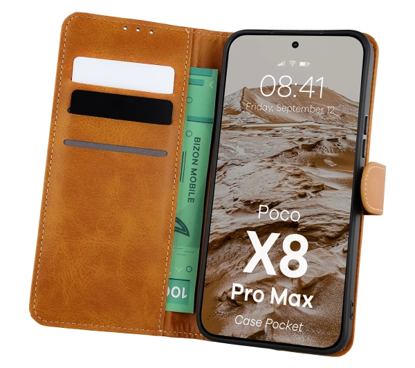 Bizon Case Pocket do Xiaomi POCO X8 Pro Max Brązowy