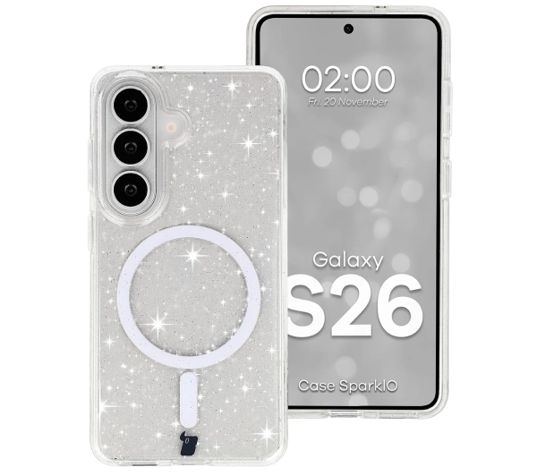 Bizon Case SparklO do Galaxy S26 Przezroczyste z Brokatem