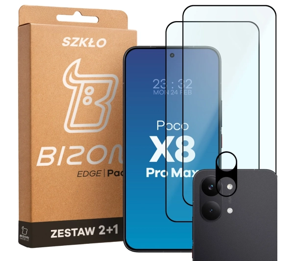 Bizon 2x Szkło + szybka na aparat Glass Edge Pack do Xiaomi POCO X8 Pro Max